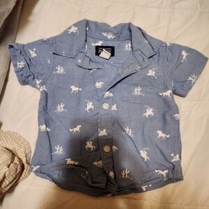 Express Kids Light Blue Shirt with White Horse Print